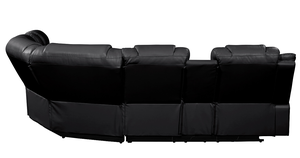 Canapé sectionnel inclinable de style moderne, avec ports USB-C et Bluetooth intégrés, fabriqué en bois et simili cuir noir - Product Image 3