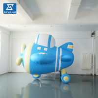 Modèle gonflable d'avion bleu de dessin animé personnalisé pour événements extérieurs, centres commerciaux et publicité de marque