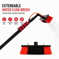 Perche télescopique en fibre de carbone pour nettoyage de panneaux solaires, alimentée en eau, avec brosse intégrée pour panneaux solaires ajustables