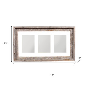 HMS 5 \ "X 7 \" cornice in legno di recupero con tappetino naturale tre foto Display appeso - Product Image 6