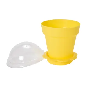Benutzer definierte Plastik becher Einweg 200ml Topf Joghurt becher mit Boden und Deckel für Blume oder Dessert