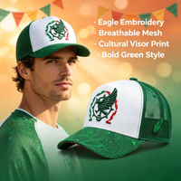 Casquette Trucker 5 Panneaux Haute Qualité avec Broderie Aigle 3D, Visière Courbe, Respirante, pour Sports d'Été, en Maille