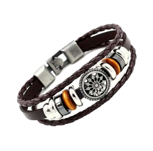 थोक पुरुषों की पंक शैली वास्तविक हस्तनिर्मित समायोज्य कलाई को बच्चों के उपहार के लिए चमड़े के क्यूफ ब्रेसलेट - Product Image 1