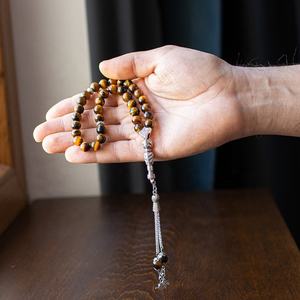 Vero occhio di tigre perline di preghiera islamica pietra naturale 33 perline Tasbih Misbaha Tasbeeh <span class=keywords><strong>rosario</strong></span> Sibha Tasbih 33 gioielli musulmani 10mm - Product Image 5