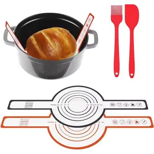 Silicone Baking Mat For Dutch Oven Sourdough Bread Baking Mat With Long Handle 0.4 MM Silicone Bread Sling