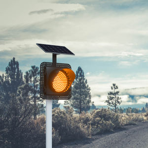 Feux de signalisation LED clignotants alimentés par <span class=keywords><strong>batterie</strong></span> solaire jaune de haute qualité de 200mm - Product Image 6