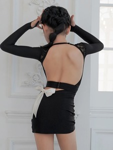 Костюмы для латиноамериканских танцев Venny, с длинными рукавами, без спинки, цельные тренировочные костюмы, униформа для экзаменов по искусству, платья для танцевальных тренировок - Product Image 6