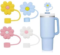 Couvre-paille en silicone tournesol de 10 mm pour accessoires Stanley Cup - Embout de paille réutilisable anti-poussière pour gobelets de 30 et 40 oz
