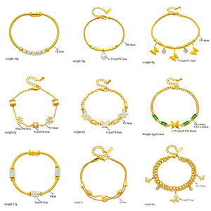 Lüks 18K altın kaplama zarif kelebek zirkonya Mujer Pulsera Brazaletes Charm paslanmaz çelik bilezik laminlaminado - Product Image 5