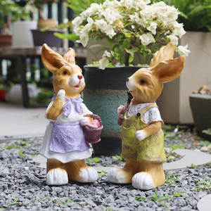 Lindas Figuras de Conejos de Jardín Impermeables, Adornos de Resina, Escultura de Conejo de Dibujos Animados para Decoración de Patio Exterior, Villa o Jardín - Product Image 5