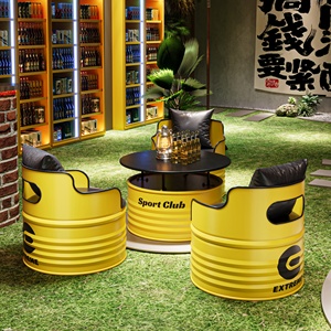 Conjunto de Muebles Comerciales Modernos de Hierro Industrial: Mesa, Sillas y Sofá <span class=keywords><strong>para</strong></span> Oficina, Bar, Gimnasio, Salón, Áreas de Comedor al Aire Libre - Product Image 3