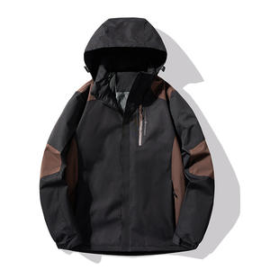 Giacca a vento da <span class=keywords><strong>uomo</strong></span> con Logo personalizzato a tinta unita Aoyema giacca impermeabile con cappuccio rimovibile giacche taglie forti - Product Image 2