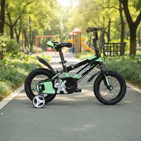 Vélo pour enfants en acier rose avec roues d'apprentissage, motif astronaute de dessin animé, élégant pour petites filles, siège et guidon réglables, roues de 14 pouces