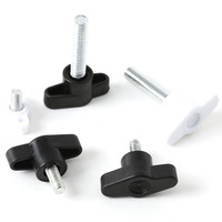 Boutons Captive Épaulé L Type Poignée Tête En Plastique Noir T Bouton Kurled Pouce Vis Avec Poignée En T