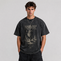 T-shirt Homme Oversize en Coton 280g, Style Vintage Délavé, Motif Personnalisé, Streetwear, Lavage Acide, Vierge pour Impression, Fabrication Usine