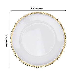 أطباق عشاء بلاستيكية شفافة مزينة بالخرز الذهبي والفضي بتصميم أوروبي إبداعي مقاس 13 بوصة للحفلات - Product Image 5