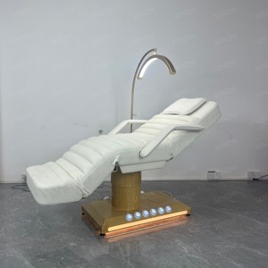 Moderno lujo personalizado grano de madera eléctrico mañana ajustable facial <span class=keywords><strong>cama</strong></span> pestañas <span class=keywords><strong>cama</strong></span> muebles conjunto para salón de belleza - Product Image 6