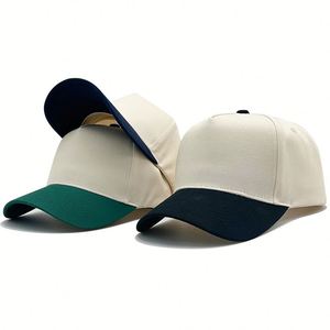 Al por Mayor, 100% Algodón Twill, 5 Unidades, Nueva Calidad OEM, Beige Verde Bicolor, Logotipo Bordado Personalizado, Deportivo, Ajustable, Clásico - Product Image 1
