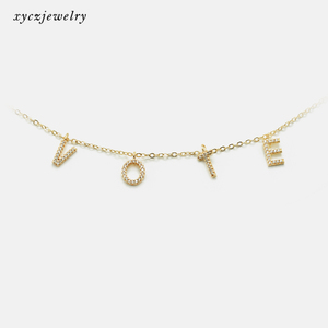 Venta caliente votación collares Michelle Obama votación chapados en oro inicial 26 letras colgante del encanto collares - Product Image 1