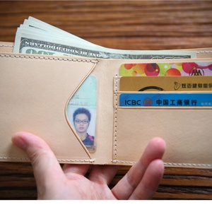 Custom Vintage Vegetable Tanned Genuine Leather <b>Wallet</b> for Men Handmade <b>RFID</b> <b>Blocking</b> Short <b>Wallet</b> with Open Closure - Product Image 2