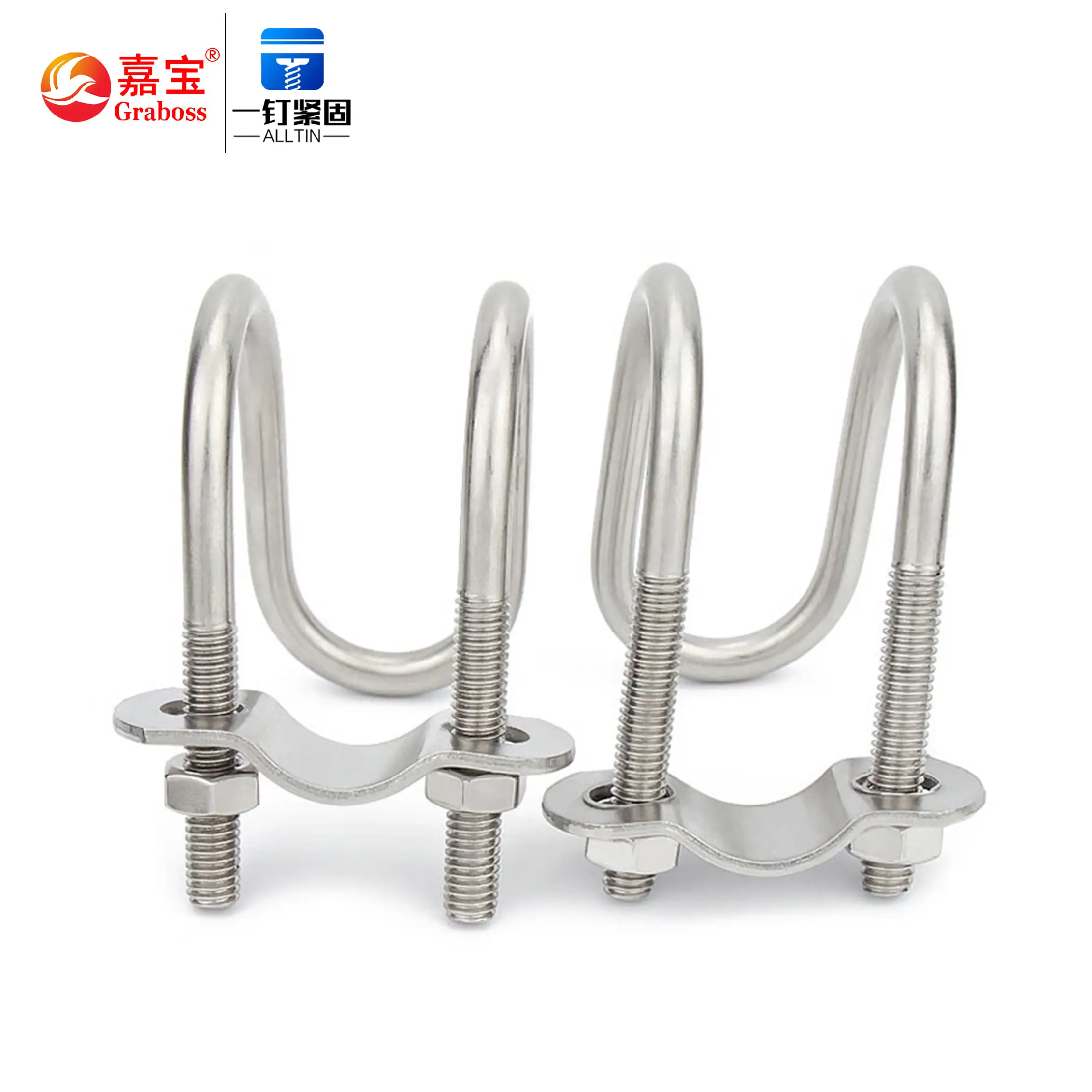 Customize various sizes 304/316 Stainless Steel Pipe Clamp Flat U Bolt Bending Nut Washer Truck U Bolt M6-M8
