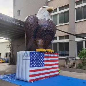 Factory sale durable pvc tarpaulin inflatable standing on flag eagle balloon for American Events