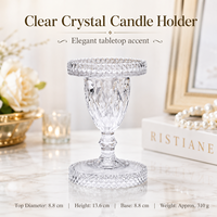 Support de bougie en cristal transparent fait main, écologique, coupe diamant, centre de table pour mariages, décoration intérieure, tables d'événements