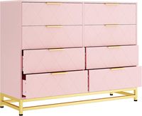 Commode large rose avec poignée en métal