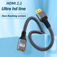 Câble d'extension HDMI 2.1 haute vitesse coaxial, femelle vers mâle, câble blindé tressé, 8K 60Hz 4K 120Hz pour PS4 PS5 Moniteur Smart TV