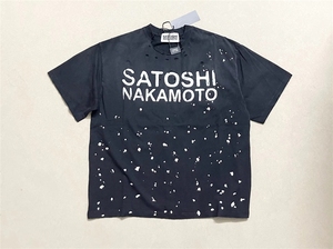 Chemises pour hommes Nouveau style Logo personnalisé en gros Satoshi <span class=keywords><strong>Nakamoto</strong></span> Chemises pour hommes Designer Effet délavé Peinture éclaboussée Manches courtes - Product Image 2