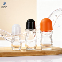Flacon d'essence en verre transparent avec applicateur à bille, flacon à bille pour massage, flacon distributeur d'huiles essentielles cosmétiques