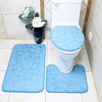 3 pièces Tapis de salle de bain en microfibre moelleux antidérapant absorbant doux et uni en gros