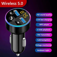 Pengisi Daya Mobil, Adaptor Radio Nirkabel Aux Kit Mobil Pemutar MP3 Penerima Audio Musik Stereo, Panggilan Bebas Genggam Port USB Ganda