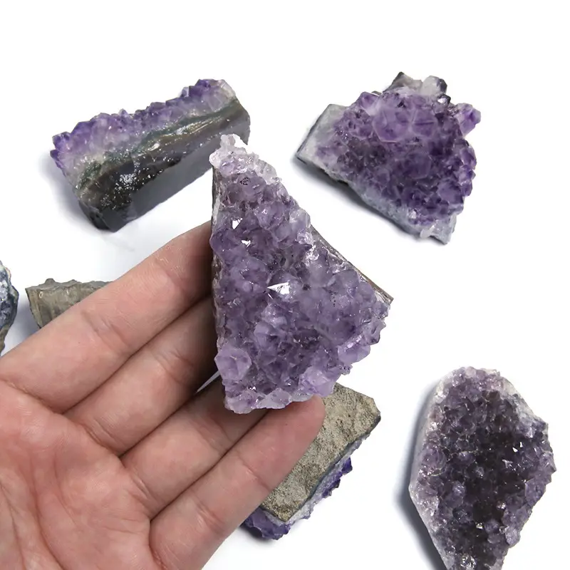 MOQ rendah kg grosir spesimen mentah alami Amethyst Mineral spesimen untuk rumah detor koleksi pendidikan mengajar Pr