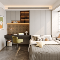 Armoire de chambre moderne et simple en bois massif, intégrée au bureau, avec éclairage LED, pour chambre d'enfant, maison, famille, hôtel