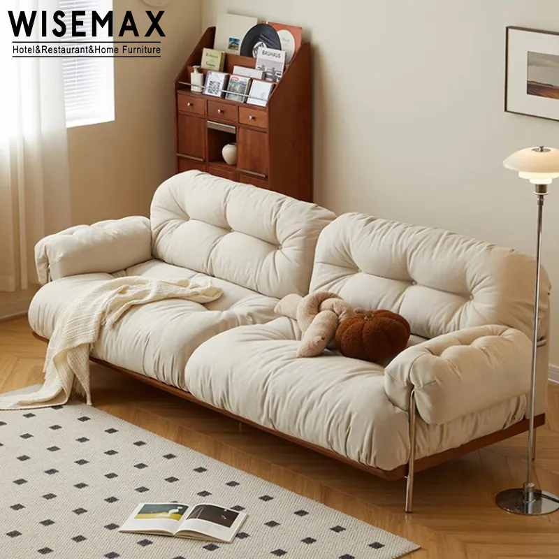 WISEMAX MÜBLER japanische minimale wohnmöbel daunenfeder chesterfield sofa metallrahmen einfaches teilbares stoffboden sofa