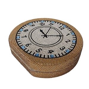 Women Rhinestone Clock <b>Clutch</b> Round Crystal Evening Bag Sparkling Beaded Handbag For <b>Wedding</b> Gala Celebration - Product Image 5