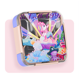 Fiambrera de acero inoxidable con dibujos animados para niños, bonito contenedor de comida Bento con compartimentos, almacenamiento de comidas escolares - Product Image 4