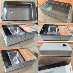Évier de cuisine en acier inoxydable fait main à <span class=keywords><strong>angle</strong></span> de 45 degrés, à une cuve, argenté ou noir, avec planche à <span class=keywords><strong>d</strong></span>écouper et plateau rectangulaire - Product Image 3