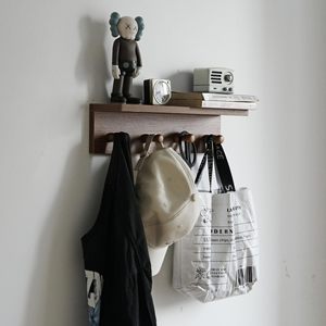 Wooden storage <b>rack</b>, wall-mounted <b>shelf</b>, entryway, bedroom, wooden coat <b>rack</b>, entryway, study, living room, bedroom storage <b>rack</b> - Product Image 2