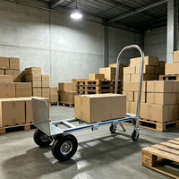 Chariot à palettes pliable en aluminium robuste à quatre roues, capacité de 600 lb, pour entrepôt et magasin