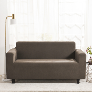 Bonne qualité marron daim spandex polyester imperméable doux canapé deux places extensible couvre - Product Image 1