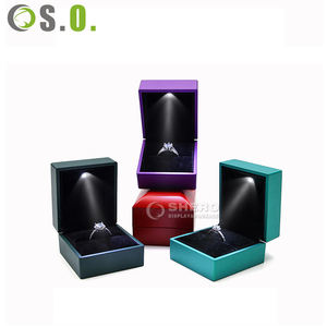 Hot Selling Square Faux PU Leather Cardboard Paper Custom LOGO Jewelry <b>Box</b> Wedding <b>Ring</b> Earrings Jewelry Package <b>Box</b> - Product Image 2