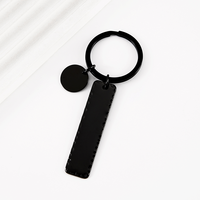 Porte-clés rectangulaire gravable Ywyougang, porte-clés en métal avec breloque ronde à bord dentelé et fosse concave pour souvenir personnalisé