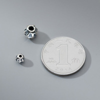 Perles d'espacement uniques en argent sterling S925, texture lave, 4-6 mm, surface irrégulière de météorite, perles rondes pour la fabrication de bracelets unisexes