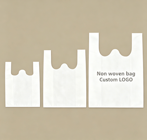 Sustainable Biodegradable Non-Woven Vest Bag Durable Robust Retail <b>Pouch</b> for Supermarket <b>Food</b> Nonwoven Shopping T-shirt Bag - Product Image 1