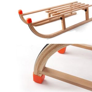 Toboggan à traîneau à neige, traîneau à neige en <span class=keywords><strong>bois</strong></span> pliable avec rails inférieurs, charge maximale de 100 kg et léger facile à transporter - Product Image 4