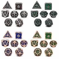 Set Dadu DND Desain Jaring Laba-laba 7 Buah, Dadu Polihedral dengan Angka Tebal untuk Permainan RPG Meja