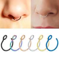 Anneau de nez en acier inoxydable 316L, 20G, Clip C, anneau de lèvre, boucle d'oreille, Helix Tragus, Faux Septum, anneau de nez, corps, bouche, nez, Piercing, bijoux