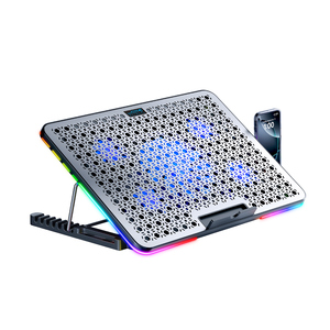 Support de <span class=keywords><strong>refroidissement</strong></span> pour ordinateur portable RGB pour jeux, métal argenté, 17 pouces - Product Image 2